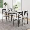 imageGiantex 5Piece Dining Table Set Modern Rectangular Dining Table ampamp 4 Dining Chairs Set with Metal Frame Kitchen Table and Chairs Set for Small Space Dinette Breakfast Nook Black Oak