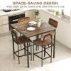 imageGiantex 5Piece Dining Table Set WCounter Height Table ampamp 4 Bar Stools Industrial Kitchen Dining Table Set WFootrest ampamp Backrest SpaceSaving Dinette Set for Pub Dining Room Restaurant TeakMix Brown