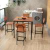 imageGiantex 5Piece Dining Table Set WCounter Height Table ampamp 4 Bar Stools Industrial Kitchen Dining Table Set WFootrest ampamp Backrest SpaceSaving Dinette Set for Pub Dining Room Restaurant TeakWalnut