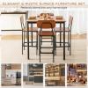 imageGiantex 5Piece Dining Table Set WCounter Height Table ampamp 4 Bar Stools Industrial Kitchen Dining Table Set WFootrest ampamp Backrest SpaceSaving Dinette Set for Pub Dining Room Restaurant TeakWalnut
