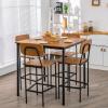 imageGiantex 5Piece Dining Table Set WCounter Height Table ampamp 4 Bar Stools Industrial Kitchen Dining Table Set WFootrest ampamp Backrest SpaceSaving Dinette Set for Pub Dining Room Restaurant TeakTeak