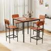 imageGiantex 5Piece Dining Table Set WCounter Height Table ampamp 4 Bar Stools Industrial Kitchen Dining Table Set WFootrest ampamp Backrest SpaceSaving Dinette Set for Pub Dining Room Restaurant TeakWalnut