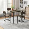 imageGiantex 5Piece Dining Table Set WCounter Height Table ampamp 4 Bar Stools Industrial Kitchen Dining Table Set WFootrest ampamp Backrest SpaceSaving Dinette Set for Pub Dining Room Restaurant TeakBlack Oak