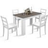 imageGiantex 5Piece Wooden Dining Set Modern Rectangular Dining Table ampamp 4 HighBack Chairs Dinette Set wRubber Wood Legs Kitchen Furniture for Dining Room Kitchen Restaurant Dark GreyWhite