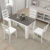 imageGiantex 5Piece Wooden Dining Set Modern Rectangular Dining Table ampamp 4 HighBack Chairs Dinette Set wRubber Wood Legs Kitchen Furniture for Dining Room Kitchen Restaurant Dark GreyWhite