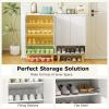 imageGiantex 5Tier Shoe Cabinet with Doors Faux Marble Shoe Rack Organizer with AntiTipping Kit ampamp Flat Tilting Storage Shelves Wooden Shoe Storage Cabinet for Entryway Hallway Living Room White