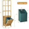 imageGiantex 63 Tilt Out Laundry Hamper and 4Tier Storage Shelves Removable Clothes Basket with Easy Carry Bamboo Tower Hamper Organizer Great for Bathroom Bedroom Laundry Room Closet Nursery