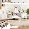 imageGiantex 79quot White TV Stand with Power Outlets Modern Entertainment Center w 3 Open Shelves 2 Side Cabinets ampamp Drawer Media TV Console Table for Living Room Bedroom Television Stands for 90 Inch TV