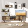imageGiantex 85 Inch TV Stand ampamp 2 Floating Shelves Set MidCentury Modern TV Entertainment Center wCabinets Open Compartments ampamp 5 Support Legs Wood Media Console Table for Living Room Bedroom Walnut