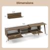 imageGiantex 85 Inch TV Stand ampamp 2 Floating Shelves Set MidCentury Modern TV Entertainment Center wCabinets Open Compartments ampamp 5 Support Legs Wood Media Console Table for Living Room Bedroom Walnut