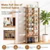 imageGiantex 8Tier Vertical Shoe Rack Patented Corner Shoe Storage Organizer for 8 Pairs Freestanding Narrow Shoe Rack Morden SpaceSaving Shoe Tower for Entryway Living Room Bedroom White SingleNatural