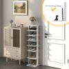 imageGiantex 8Tier Vertical Shoe Rack Patented Corner Shoe Storage Organizer for 8 Pairs Freestanding Narrow Shoe Rack Morden SpaceSaving Shoe Tower for Entryway Living Room Bedroom White SingleWhite