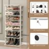 imageGiantex 8Tier Vertical Shoe Rack Patented Corner Shoe Storage Organizer for 8 Pairs Freestanding Narrow Shoe Rack Morden SpaceSaving Shoe Tower for Entryway Living Room Bedroom White SingleWhite