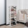 imageGiantex 8Tier Vertical Shoe Rack Patented Corner Shoe Storage Organizer for 8 Pairs Freestanding Narrow Shoe Rack Morden SpaceSaving Shoe Tower for Entryway Living Room Bedroom White SingleWhite