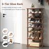 imageGiantex 8Tier Vertical Shoe Rack Patented Corner Shoe Storage Organizer for 8 Pairs Freestanding Narrow Shoe Rack Morden SpaceSaving Shoe Tower for Entryway Living Room Bedroom White SingleRustic Brown