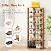 imageGiantex 8Tier Vertical Shoe Rack Patented Corner Shoe Storage Organizer for 8 Pairs Freestanding Narrow Shoe Rack Morden SpaceSaving Shoe Tower for Entryway Living Room Bedroom White SingleNatural