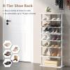 imageGiantex 8Tier Vertical Shoe Rack Patented Corner Shoe Storage Organizer for 8 Pairs Freestanding Narrow Shoe Rack Morden SpaceSaving Shoe Tower for Entryway Living Room Bedroom White SingleWhite