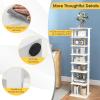 imageGiantex 8Tier Vertical Shoe Rack Patented Corner Shoe Storage Organizer for 8 Pairs Freestanding Narrow Shoe Rack Morden SpaceSaving Shoe Tower for Entryway Living Room Bedroom White SingleWhite