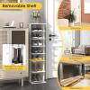 imageGiantex 8Tier Vertical Shoe Rack Patented Corner Shoe Storage Organizer for 8 Pairs Freestanding Narrow Shoe Rack Morden SpaceSaving Shoe Tower for Entryway Living Room Bedroom White SingleWhite