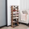 imageGiantex 8Tier Vertical Shoe Rack Patented Corner Shoe Storage Organizer for 8 Pairs Freestanding Narrow Shoe Rack Morden SpaceSaving Shoe Tower for Entryway Living Room Bedroom White SingleRustic Brown