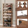 imageGiantex 8Tier Vertical Shoe Rack Patented Corner Shoe Storage Organizer for 8 Pairs Freestanding Narrow Shoe Rack Morden SpaceSaving Shoe Tower for Entryway Living Room Bedroom White SingleRustic Brown