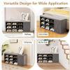imageGiantex 9 Cubes Shoe Bench with Storage Adjustable Shelves Storage Bench Rack with Removable Padded Cushion 3 Tier Shoe Storage Bench with Cabinet for Entryway Hallway GreyGrey