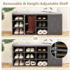 imageGiantex 9 Cubes Shoe Bench with Storage Adjustable Shelves Storage Bench Rack with Removable Padded Cushion 3 Tier Shoe Storage Bench with Cabinet for Entryway Hallway GreyGrey