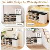 imageGiantex 9 Cubes Shoe Bench with Storage Adjustable Shelves Storage Bench Rack with Removable Padded Cushion 3 Tier Shoe Storage Bench with Cabinet for Entryway Hallway GreyWhite