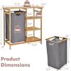 imageGiantex Bamboo Laundry Hamper Stand Freestanding Laundry Organizer wRemovable Sliding Bag ampamp 3Tier Open Shelves Multipurpose Utility Storage Cabinet for Bathroom Living Room Bedroom Natural