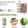 imageGiantex Bamboo Laundry Hamper Stand Freestanding Laundry Organizer wRemovable Sliding Bag ampamp 3Tier Open Shelves Multipurpose Utility Storage Cabinet for Bathroom Living Room Bedroom Natural