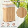 imageGiantex Bamboo Laundry Hamper with Lid 72L Large ampamp Tall Clothes Hamper with Removable Liner ampamp Handles Rectangular Laundry Basket for Small Spaces Laundry Room Bedroom NaturalNatural