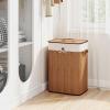 imageGiantex Bamboo Laundry Hamper with Lid 72L Large ampamp Tall Clothes Hamper with Removable Liner ampamp Handles Rectangular Laundry Basket for Small Spaces Laundry Room Bedroom NaturalBamboo