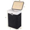 imageGiantex Bamboo Laundry Hamper with Lid 72L Large ampamp Tall Clothes Hamper with Removable Liner ampamp Handles Rectangular Laundry Basket for Small Spaces Laundry Room Bedroom NaturalBlack