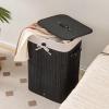 imageGiantex Bamboo Laundry Hamper with Lid 72L Large ampamp Tall Clothes Hamper with Removable Liner ampamp Handles Rectangular Laundry Basket for Small Spaces Laundry Room Bedroom NaturalBlack