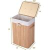 imageGiantex Bamboo Laundry Hamper with Lid 72L Large ampamp Tall Clothes Hamper with Removable Liner ampamp Handles Rectangular Laundry Basket for Small Spaces Laundry Room Bedroom NaturalNatural