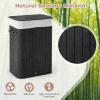 imageGiantex Bamboo Laundry Hamper with Lid 72L Large ampamp Tall Clothes Hamper with Removable Liner ampamp Handles Rectangular Laundry Basket for Small Spaces Laundry Room Bedroom NaturalBlack