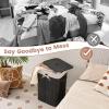 imageGiantex Bamboo Laundry Hamper with Lid 72L Large ampamp Tall Clothes Hamper with Removable Liner ampamp Handles Rectangular Laundry Basket for Small Spaces Laundry Room Bedroom NaturalBlack