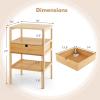 imageGiantex Bamboo Nightstands Set of 2 Wood Side Tables with Drawer and 2 Storage Shelves Multifunctional Bedside Tables for Small Spaces MCM Boho Style End Tables for Bedroom Office NaturalSet of 1