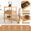 imageGiantex Bamboo Nightstands Set of 2 Wood Side Tables with Drawer and 2 Storage Shelves Multifunctional Bedside Tables for Small Spaces MCM Boho Style End Tables for Bedroom Office NaturalSet of 2