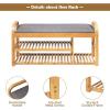 imageGiantex Bamboo Shoe Bench3Tier Entryway Bench with CushionMax Load 330 LBS Modern Stool Storage Shelf for Bedroom Living Room Hallway Natural and GreyNatural and Grey