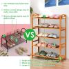 imageGiantex Bamboo Shoe Rack 5 Tier Freestanding Shoe Rack with Two Rounded Handle for 15 Pairs Entryway Standing Shoe Storage Organizer for Kitchen Living Room Entryway 5Tier5Tier