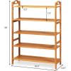 imageGiantex Bamboo Shoe Rack 5 Tier Freestanding Shoe Rack with Two Rounded Handle for 15 Pairs Entryway Standing Shoe Storage Organizer for Kitchen Living Room Entryway 5Tier5Tier