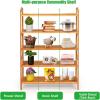imageGiantex Bamboo Shoe Rack 5 Tier Freestanding Shoe Rack with Two Rounded Handle for 15 Pairs Entryway Standing Shoe Storage Organizer for Kitchen Living Room Entryway 5Tier5Tier
