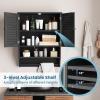 imageGiantex Bathroom Cabinet Wall Mounted  Hanging Medicine Cabinet with 2 Louvered Doors 3Position Adjustable Shelf Towel Bar Above Toilet Cabinet Over The Toilet Space Saver Cabinet BlackBlack