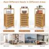 imageGiantex Bathroom Floor Cabinet Bamboo Storage Cabinet wSingle Door ampamp Open Shelves Freestanding Corner Cabinet Side Storage Organizer for Laundry Room Living Room Bedroom Easy Assembly