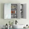 imageGiantex Bathroom Medicine Cabinet with Mirror  Extra Large Wall Mounted Cabinet with 3 Frameless Mirrored Doors 2 Storage Shelves 36 x 255 Recessed or Surface Mount Bathroom Cabinet