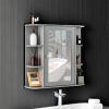 imageGiantex Bathroom Mirror Cabinet Wall Mounted Medicine Cabinet with Mirrored Door ampamp 4 Interior Shelves 6 Open Shelves Mounting Hardware SpaceSaving Storage Cabinet WhiteGrey