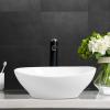 imageGiantex Bathroom Sink Vessel Sink 16x13 Inch Basin Porcelain with Anticlogging Pop Up Drain Countertop Bathroom Vanity Vessel Sink Oval Ceramic Sink Bowl Bathroom Vessel Sink White