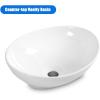 imageGiantex Bathroom Sink Vessel Sink 16x13 Inch Basin Porcelain with Anticlogging Pop Up Drain Countertop Bathroom Vanity Vessel Sink Oval Ceramic Sink Bowl Bathroom Vessel Sink White