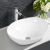 imageGiantex Bathroom Sink Vessel Sink 16x13 Inch Basin Porcelain with Anticlogging Pop Up Drain Countertop Bathroom Vanity Vessel Sink Oval Ceramic Sink Bowl Bathroom Vessel Sink White